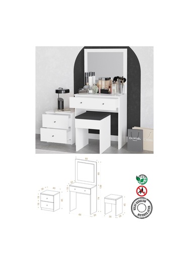 Decormet Nice Makyaj Masası Beyaz Beyaz