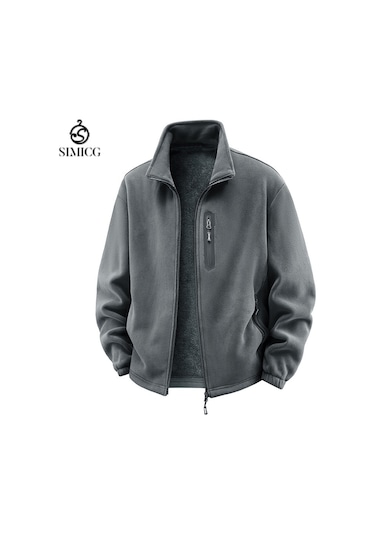 Sonbahar/kış Polar Astarlı Günlük Hırka, Kalın Polar Mont Gri