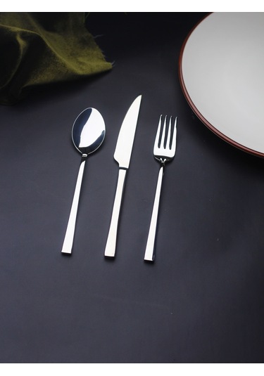 İnci 6 Kişilik 18 Parça Tatlı Çatal Kaşık Bıçak Takımı Metal