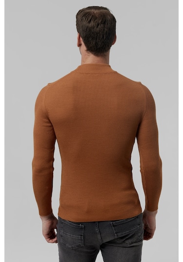 Twn Slim Fit Findik Kahve Rib Örgü Kazak 5ec0606317701 Fk1