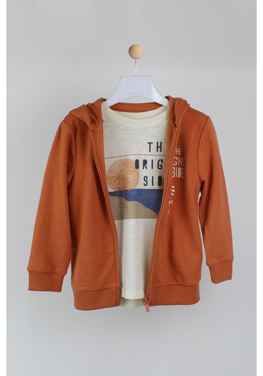Losan Erkek Çocuk Kapşonlu Penye Hırka Turuncu