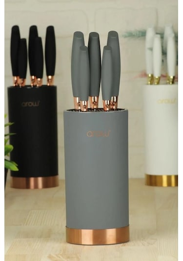 Arow Standlı Lüx Bıçak Seti Gri Tr-2655 Gri