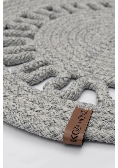 Koza Home Cesta Amerikan Servis El Yapımı Pamuklu Gri Jüt Örme Dekoratif Su Gri