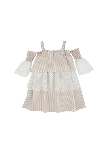 Bestkids Kız Çocuk Çizgili Katlı Elbise 001