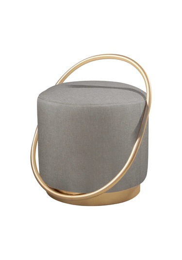 Loop Serisi Puf, Metal Halkalı Puf, Makyaj Oturağı ,puf Bench Montajsız Oturak Gold Metal Ayaklı Antrasit