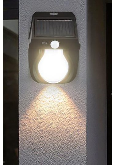 Güneş Enerjili Dekor Balkon Bahçe Aydınlatması Ampul Şeklinde Şık Led Loş Işık Siyah