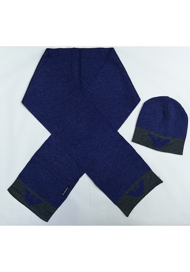 Erkek Çocuk Atkı Bere Armani Junıor (454518054) Saks Mavisi