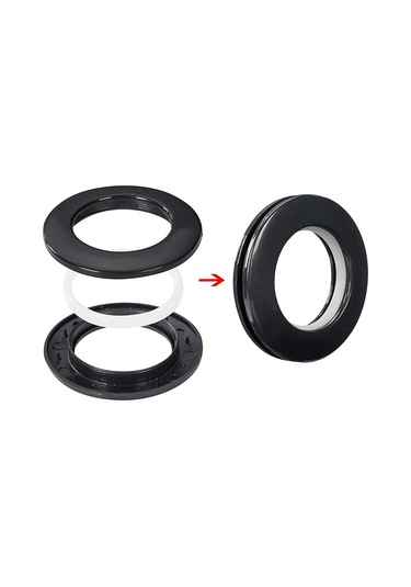 Ranyeek 32 Adet Sessiz Kayma Abs Perde Halka, 40mm İç Çap, Nano Kaplama, Mat Siyah, Dayanıklı Malzeme, Kolaysız Kurulum