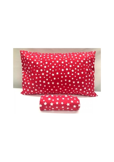 Lastikli Çarşaf Ve Yastık Kılıfı Yıldız Desenli Kırmızı 160x200