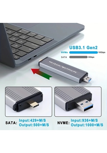 Boatshop1 2tb Nvme M2 Ssd Kılıfı Usb 31 Type C Alüminyum Kabuk Pcıe Ssd Kutusu Nvme Sata Ngff Uyumlu