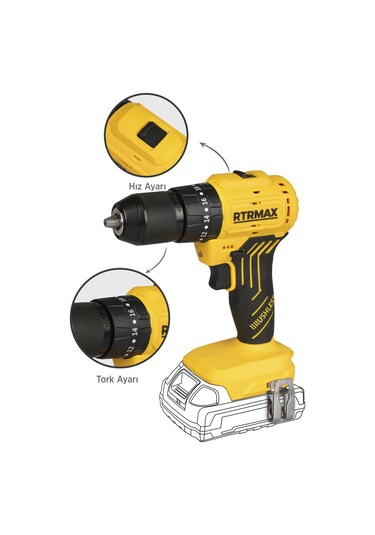 Rtrmax RTS5012B Şarjlı Darbeli Matkap Kömürsüz 54 Nm - Akü Hariç