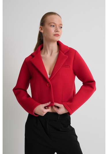 Alexander Gardi Alexandergardı Astarsız Crop Blazer Ceket Kırmızı