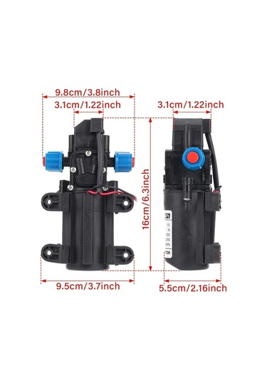 Dream011 12v 60w 75w 120psı Yüksek Basınçlı Diyaframlı Su Pompası Siyah Elektrikli Otomobil Yıkama