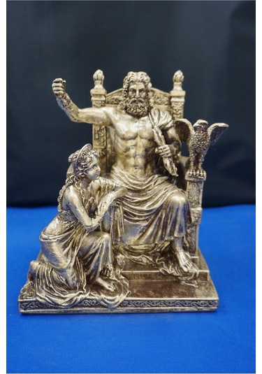 Zeus Ve Hera Mitolojik Heykel 30 Cm Dekoratif Biblo, Ev & Ofis Hediyelik Aksesuar Altın