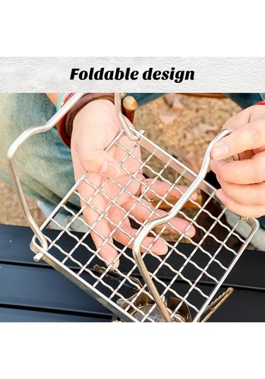 Gaz Sobası Standı Yüksek Stabilite Isıya Dayanıklı Paslanmaz Taşınabilir Katlanır Piknik Barbekü Izgara Izgara Kamp Malzemeleri Gümüş