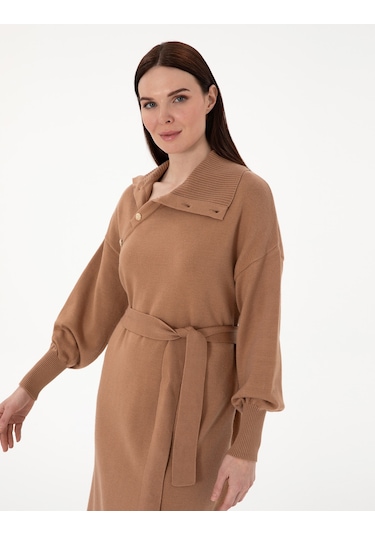 Pierre Cardin Kadın Camel Elbise Triko 50290559-vr015 Camel