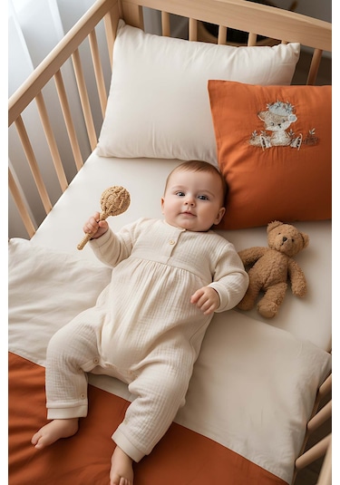 Cuddly Nakışlı %100 Pamuklu Bebek Nevresim Takımı Çok Renkli