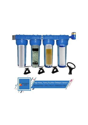 Daire Bina Sayaç Girişi 4 Aşama Su Arıtma Cihazı Ağır Kireç Önleyici Yumuşatma Sistemi