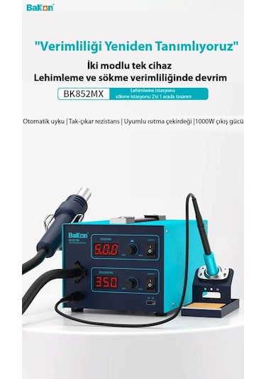 Bakon 852mx İntelligent Isı Ayarlı 2 İn 1 Havya İstasyonu 1000w