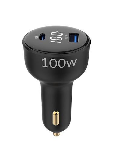 Juo 100w Led Ekranlı Type-c + Usb-a Araç Şarj Aleti İphone & Android & Notebook Araç İçi Şarj Cihazı