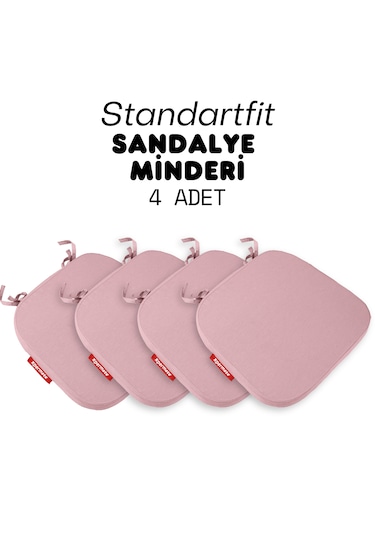 Xpermate 4'lü Standartfit Oval Sandalye Minderi 42x42x5 Pembe