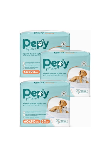 Pepy Pet Care Kaydırmaz Hijyenik Tuvalet Eğitim Pedi 3 x 30'lu 60 x 90 CM