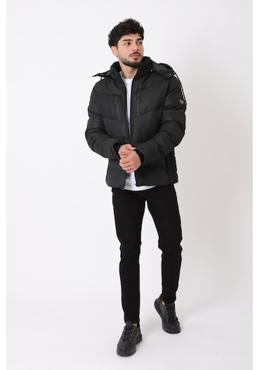 Çift Göğüs Fermuarlı Karbon Deri Şişme Mont Pldp 2986 50406 001