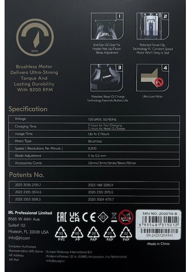 Jrl Diamante Standlı Saç Çizim Ve Sakal Makinesi 8200 Rpm Turuncu