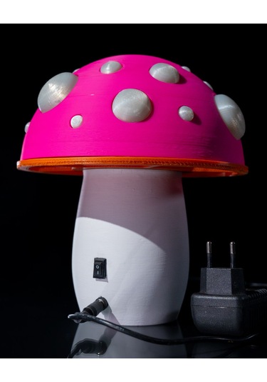 Mantar Abajur Beyaz - Kırmızı