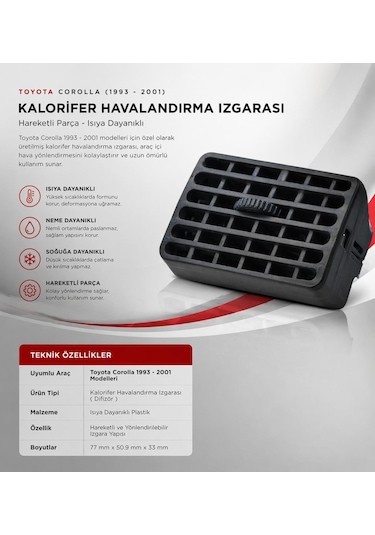 Toyota Corolla 1993 / 2001 Model Havalandırma Izgarası Difizör