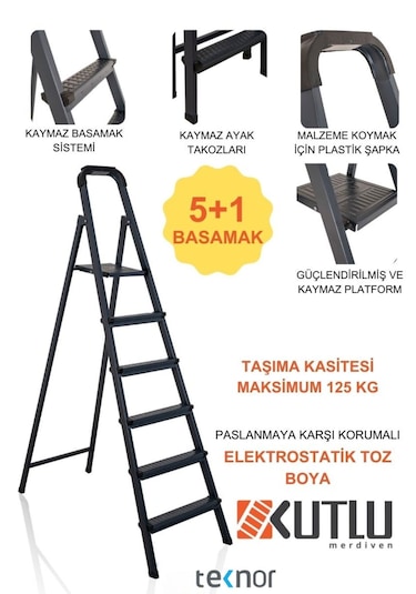 Kutlu 5+1 Metal Merdiven