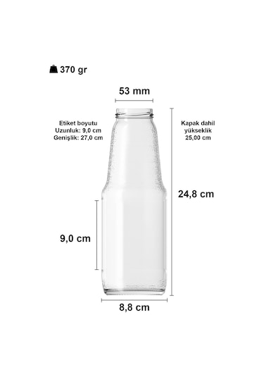 Afracam Meyve Suyu Şişesi Şeffaf 1000 Ml Metal Kapaklı 15 Adet