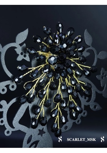 Scarlet Msk Boncuk Siyah Çiçek Broş 227864453 Siyah