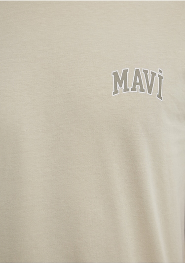 Mavi - Mavi Logo Baskılı Bej Tişört 0611714-70325 Bej