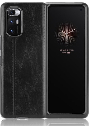 Xiaomi Mi Mix Fold Darbeye Dayanıklı Dikiş İnek Cilt Dokusu Pc + Pu + Tpu Kılıf