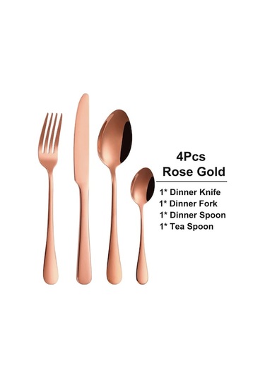 Agoodshop 8/12/16/20 Adet Rose Gold Paslanmaz Çelik Siyah Yemek Takımı 2 Set 8pcs Rose Gold