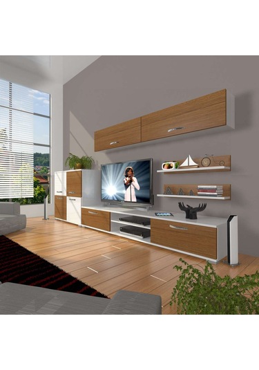 Decoraktiv Eko 6y Slm Dvd Tv Ünitesi Tv Sehpası Beyaz - Ceviz
