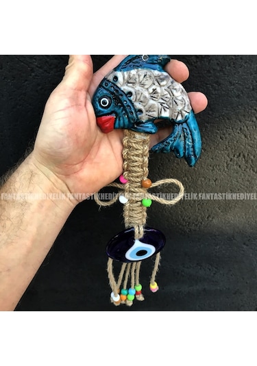 Balık Nazar Boncuk Seramik Bahçe Balkon Kapı Duvar Süs Sarkaç (387073681)