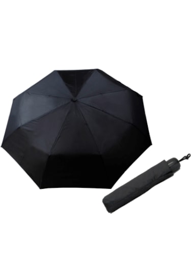 Rüzgara Ve Yağmura Dayanıklı Tam Otomatik Siyah Renk Şemsiye 8 Telli Siyah