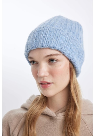 Defacto Kadın Triko Bere Y1090AZ24WNBE106 Mavi