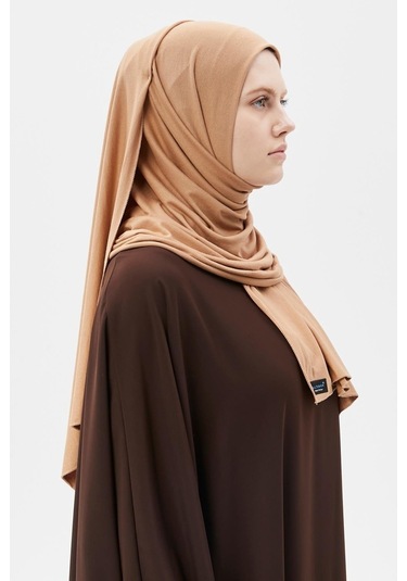 Tesettür Penye Şal Düz Camel