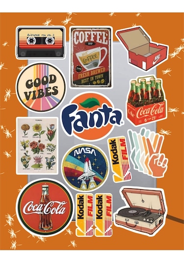 Vintage Nostaljik Sticker Seti Laptop Ajanda Pc Tablet Telefon Defter Etiket Bullet Journal Diğer