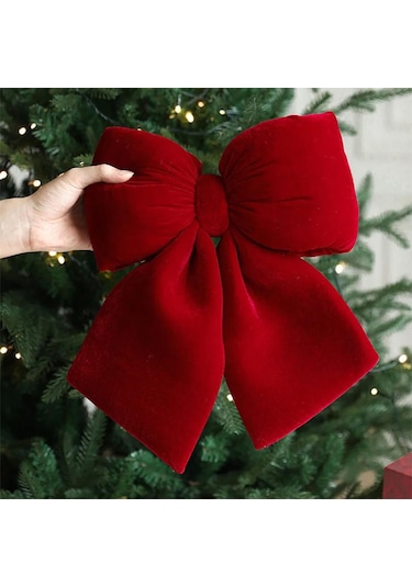 Folinda Noel Dekorasyonu: Bordo Kadife Bowknot, Ağaç Ve Duvar Süsü, 3 Boyut Seçeneği - 1 Adet