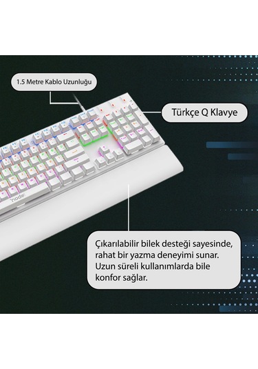 Node Game Nova Nd-mk-104br Rainbow Aydınlatmalı Oyuncu Gamer Gerçek Mekanik Işıklı Klavye