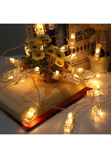 Ximistore9 20 Led Pil Kutu Fotoğraf Klipsi Iç Mekan Bayram Dekorasyonu Noel Ağaçları Işıltısı Sıcak Beyaz
