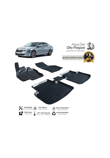 3d Paspas Siyah Skoda Super B 2015+