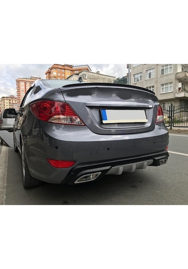 Hyundai Accent Blue Uyumlu Body Kit Difüzör 2 Çıkış Gri Kare