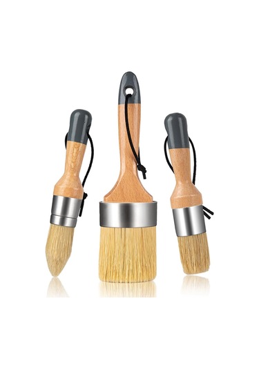 Xurunkeji Tebeşir Ve Balmumu Boya Fırçası Seti, Tebeşir Boyası, Mobilya İçin Süt Boyası, 1 Büyük Oval Fırça Ve 2 Küçük Yuvarlak Fırça