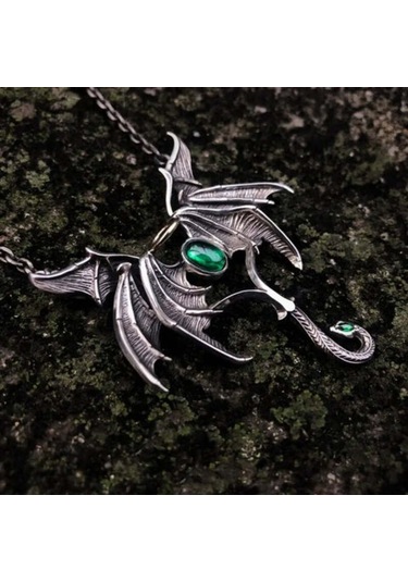 DÜKKAN DESİGN Dükkan Design Mitolojik Snake Head Dragon Kolye Gri - Siyah