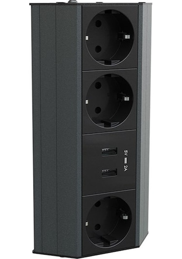 Metalline® Corner-line Raf Priz Sistemi Usb - Antrasit